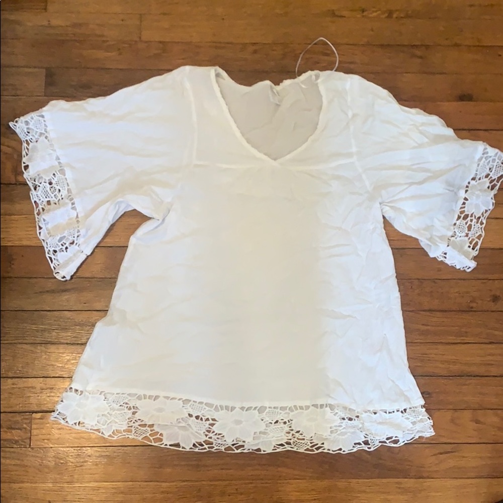 L*Space White Crochet Trim Swim Coverup
